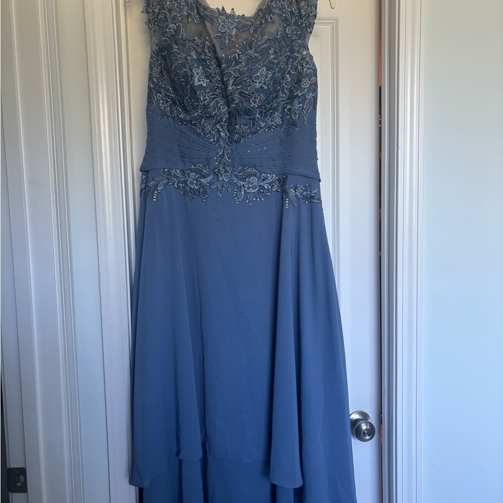 JJs House Blue High Low Dress with Lace